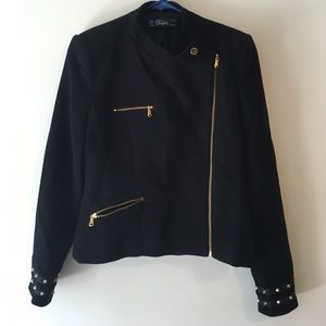 Black Suede Zara Coat with Gold Accents