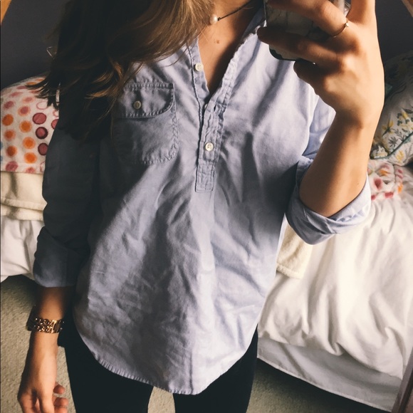 J. Crew Tops - J. Crew Oxford Twill Popover