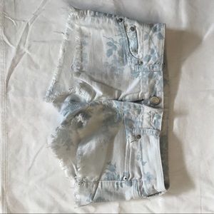Floral denim shorts