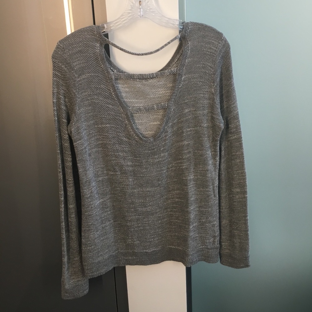Grey sweater with back cut outs