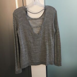 Grey sweater with back cut outs