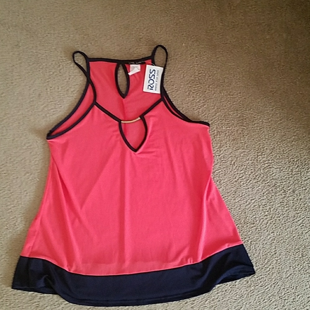 Coral & blue top