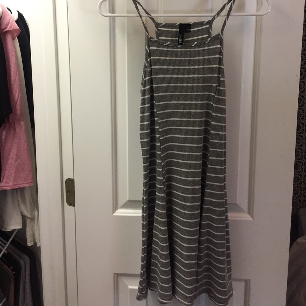 Gray and white striped dress
