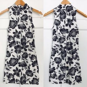 Floral mock turtleneck bodycon dress