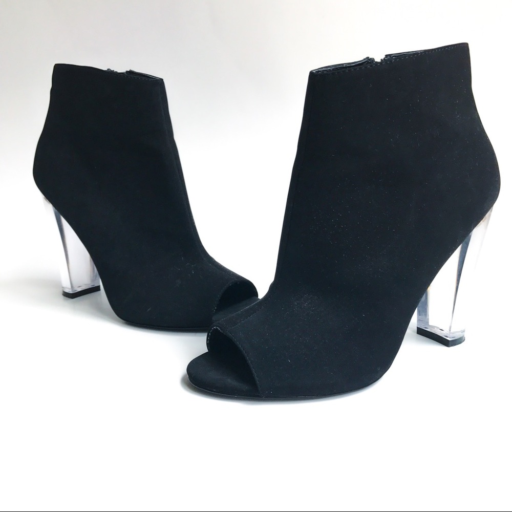 Steve Madden Magnifik Open Toe Clear Heel Booties - Picture 1 of 4