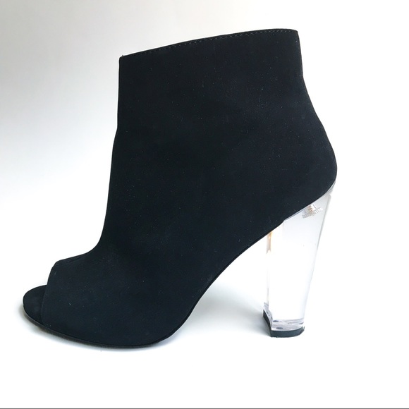 Steve Madden Magnifik Open Toe Clear Heel Booties - Picture 3 of 4