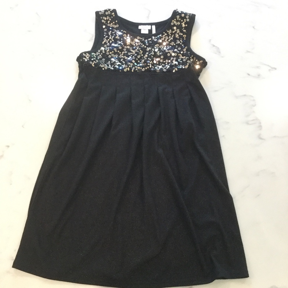 🎏Justice Girls Dress Black Gold Sequins Glitter ✨