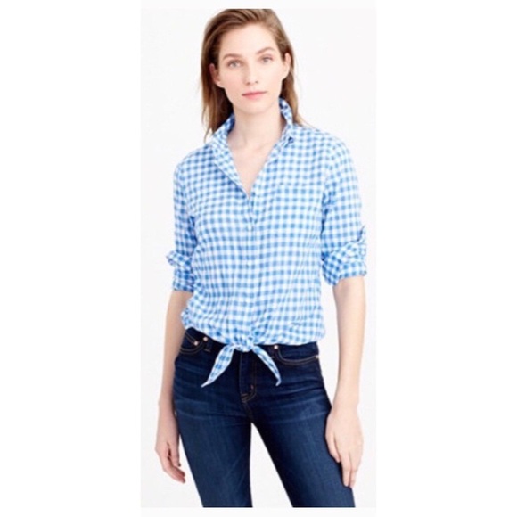 J. Crew Tops - J. Crew Blue Gingham Button Up