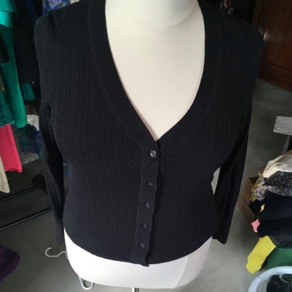 Black cable knit cardigan