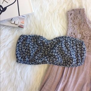 Brandy Melville Navy bandeau w/ white flowers