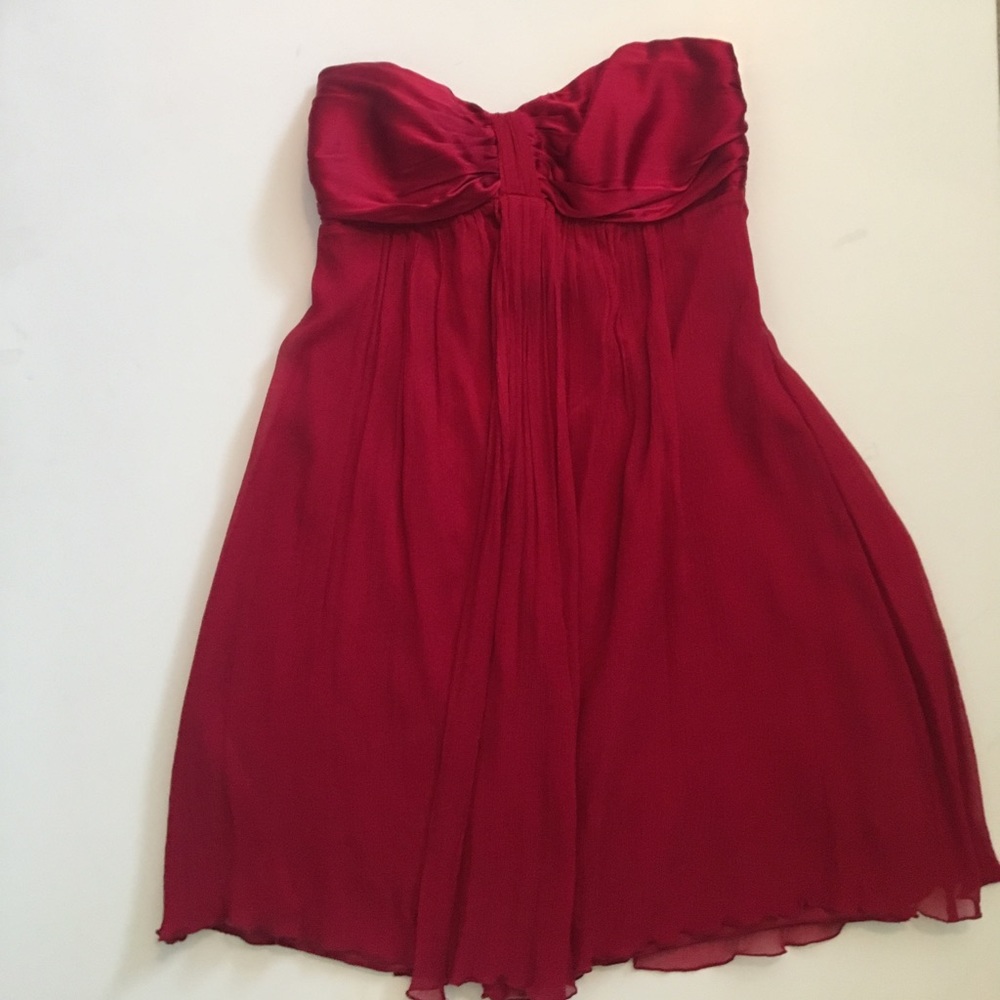Cranberry Red Strapless Cocktail Dress