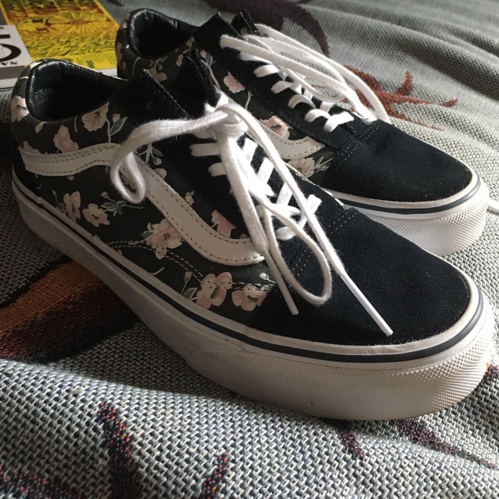 Barley worn adorable floral vans