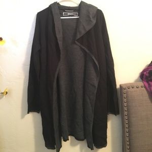 Black and gray hoodie cardigan