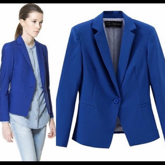 Electric Blue Women's Blazer Jacket - Picture 4 of 4