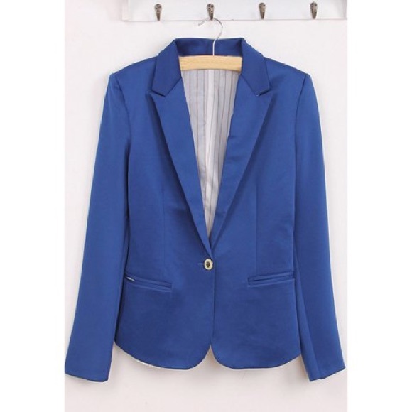 Electric Blue Women's Blazer Jacket - Picture 3 of 4