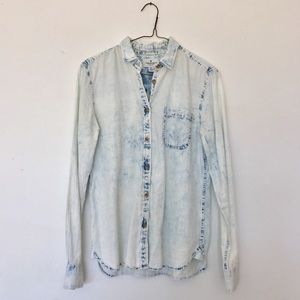 American Eagle Acid-Wash Denim Button-Up