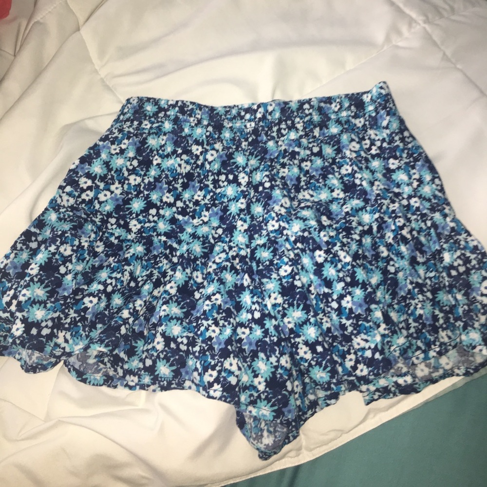 blue floral soft shorts