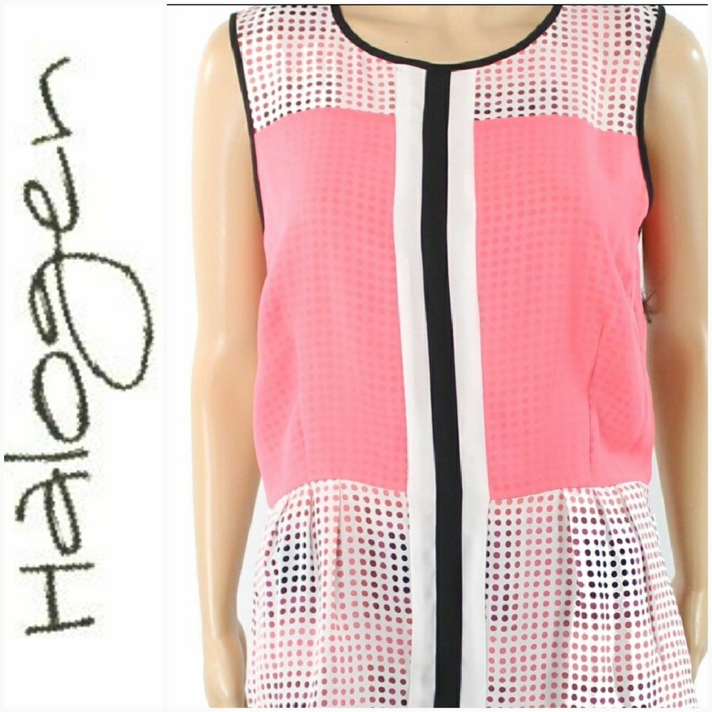 Halogen NEW Coral Dot Print Peplum Top $69