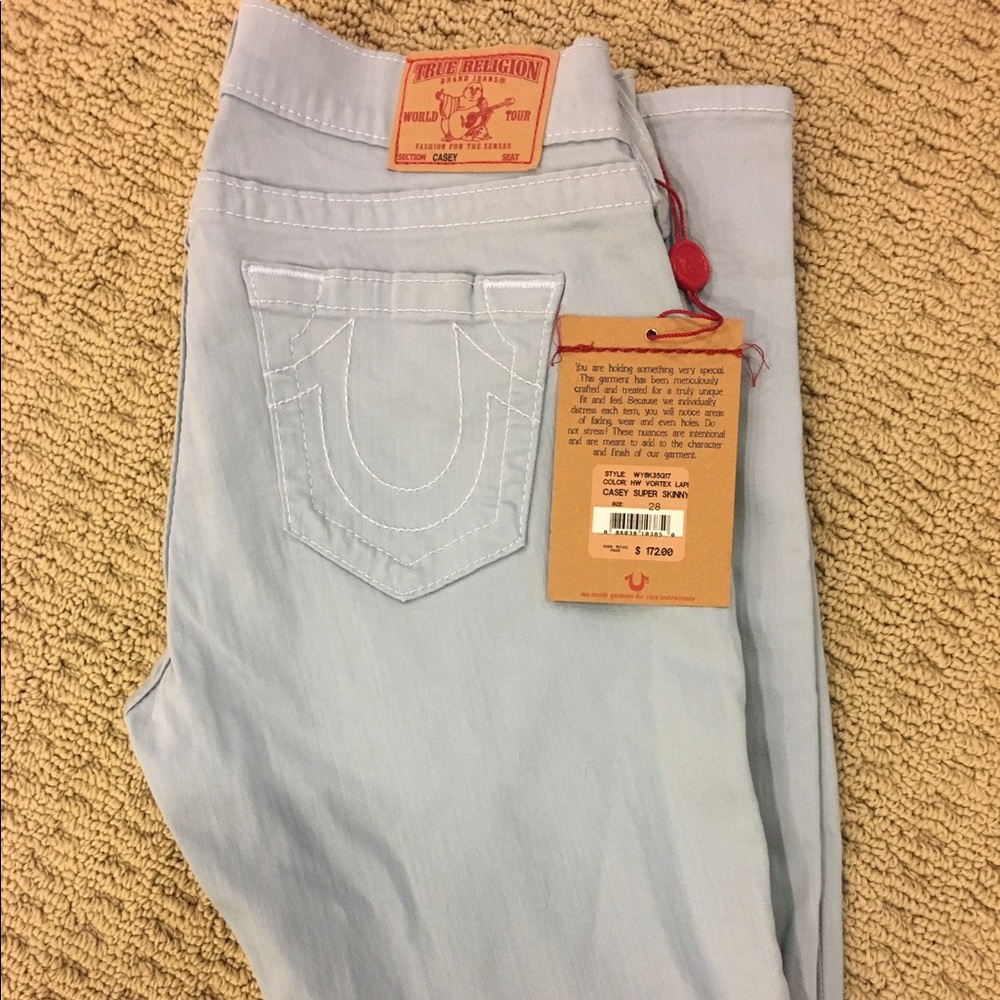 True religion powder blue skinny jeans size 28