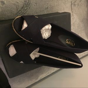 Chaps navy canvas wedges