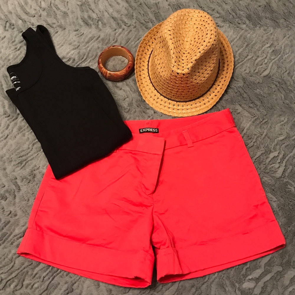 Red/pink Express Cuffed Shorts
