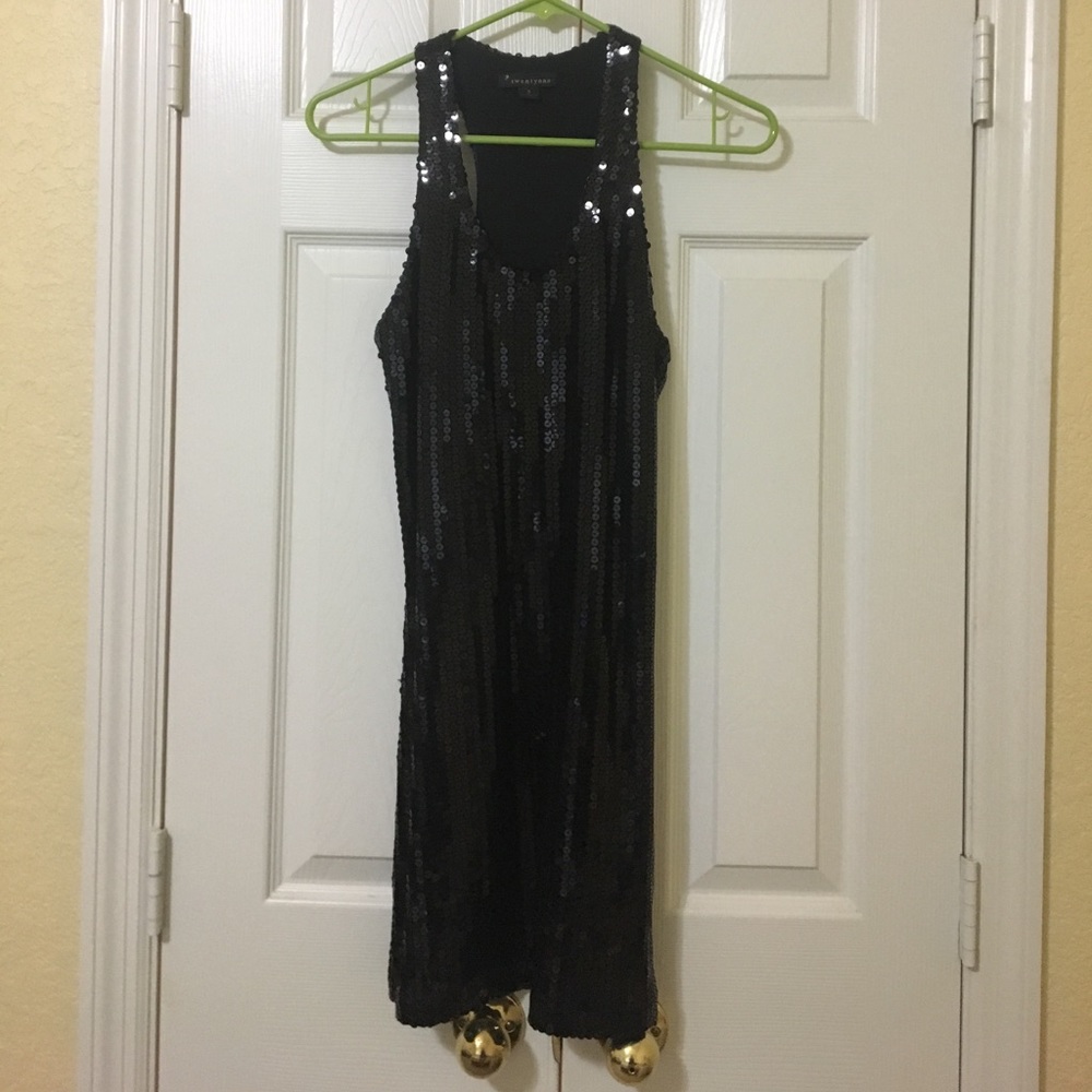 Black Sequin Shift Dress NWOT