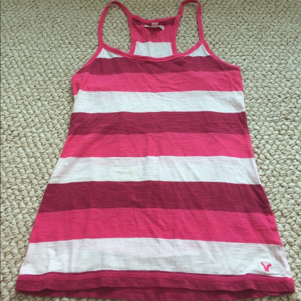 American Eagle Pink Striped Tank Top