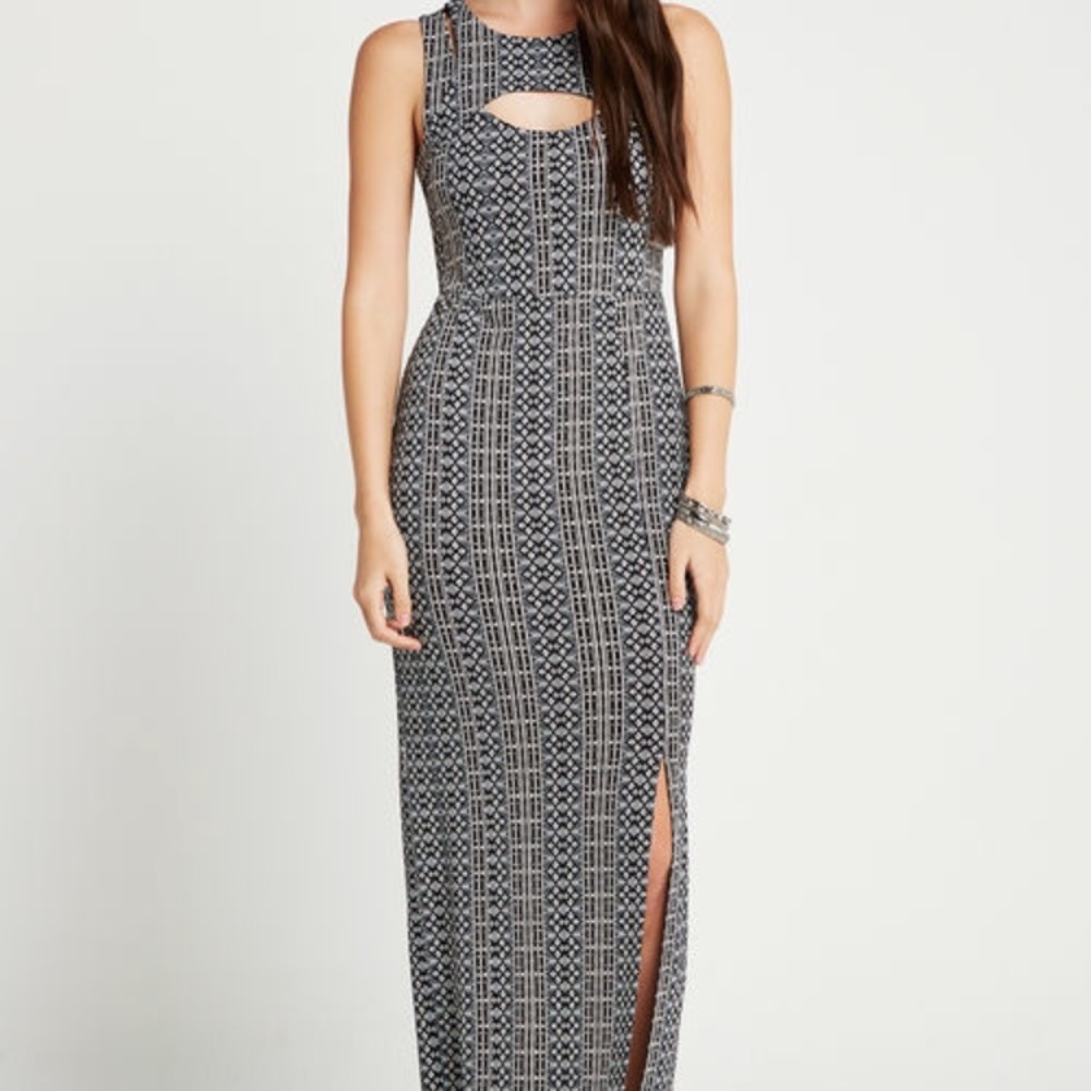 BCBGeneration Printed Cutout Yoke Knit Maxi