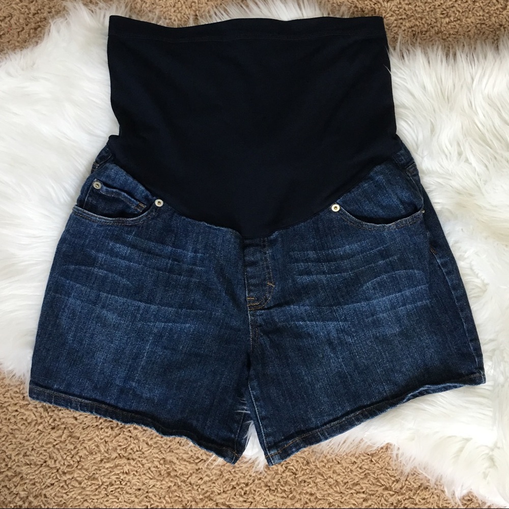 Liz Lange Maternity Full Panel Shorts Dark Jean