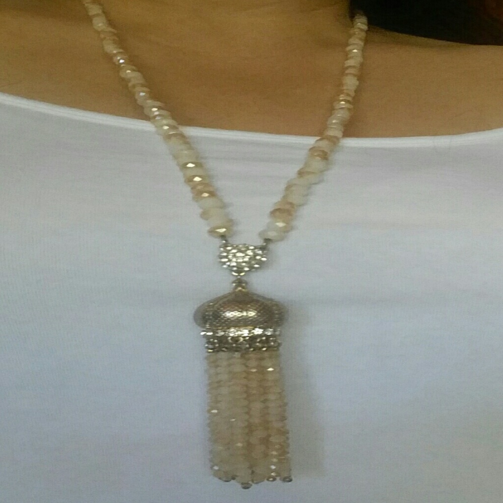 Long crystal and rhinestone necklace