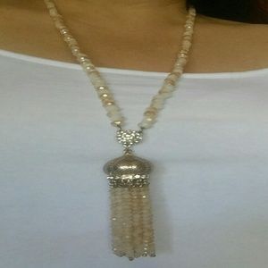 Long crystal and rhinestone necklace