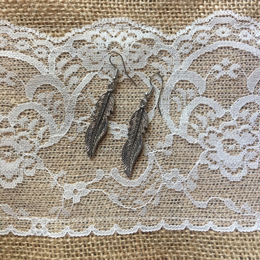 Silver feather earrings!