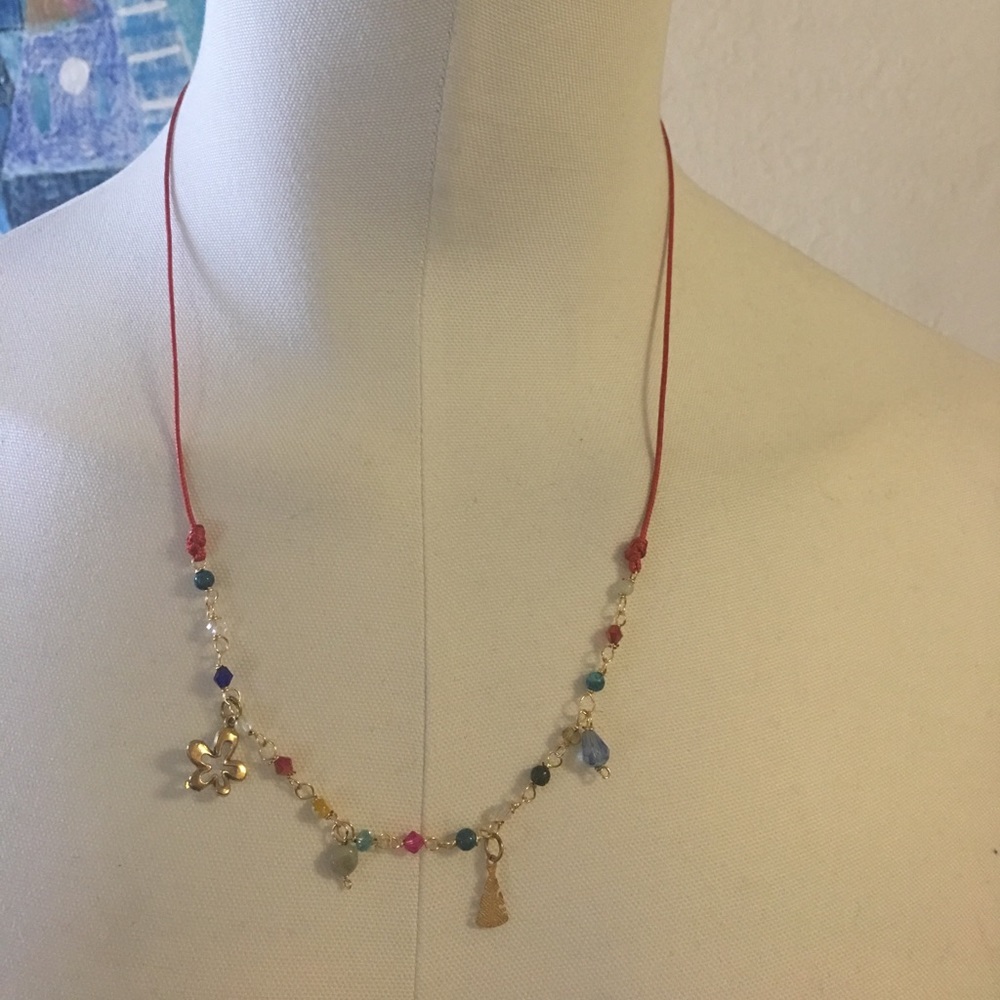 Necklace red lace with pendants💋💋💋