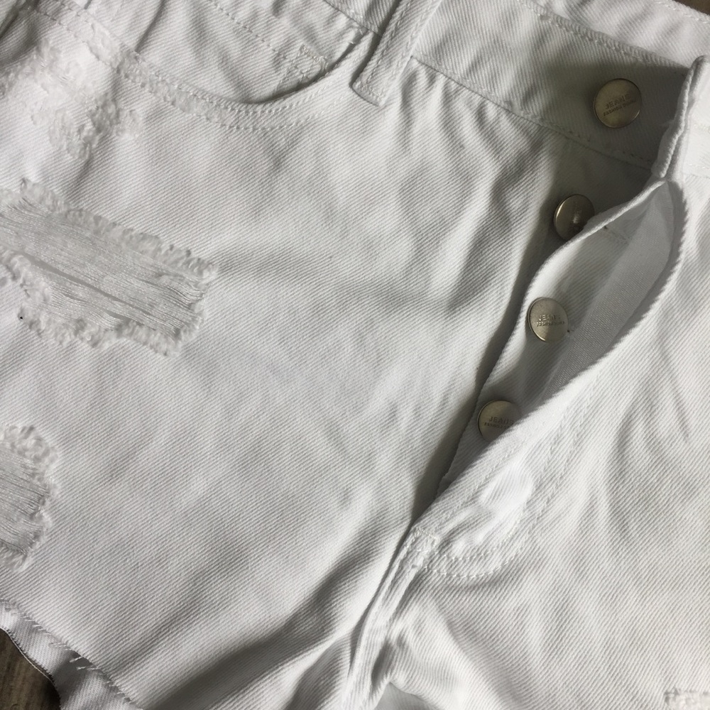 Nora White Distressed Denim Shorts - Picture 5 of 7