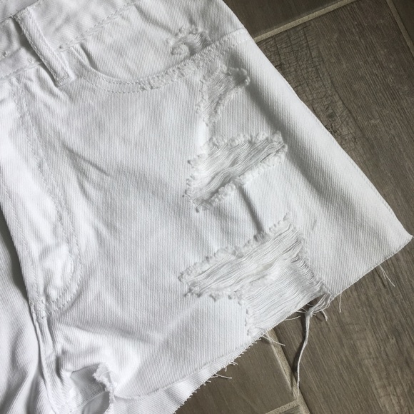 Nora White Distressed Denim Shorts - Picture 3 of 7