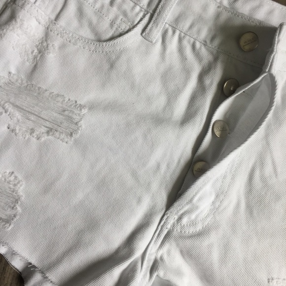 Nora White Distressed Denim Shorts - Picture 5 of 7