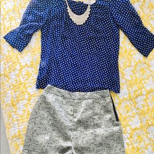 Chiffon blue top with pretty yellow flowers