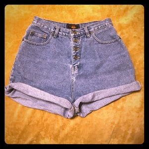 Vintage High Waisted Medium Wash Denim Shorts
