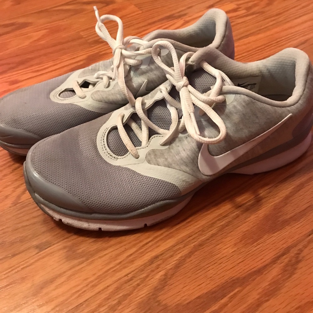Grey and white Nikes