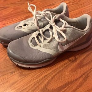 Grey and white Nikes