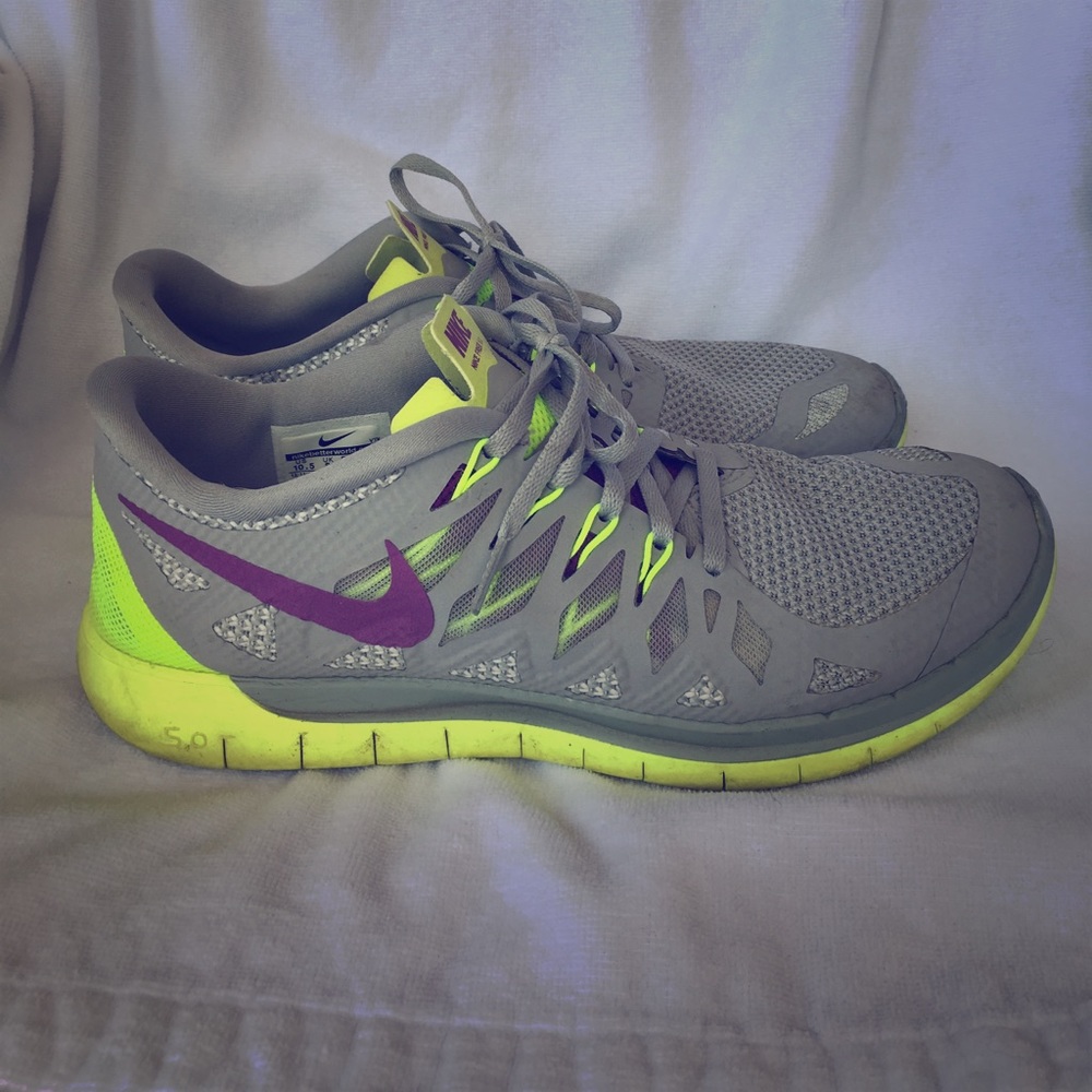 Nike free 5.0 grey, purple, yellow!