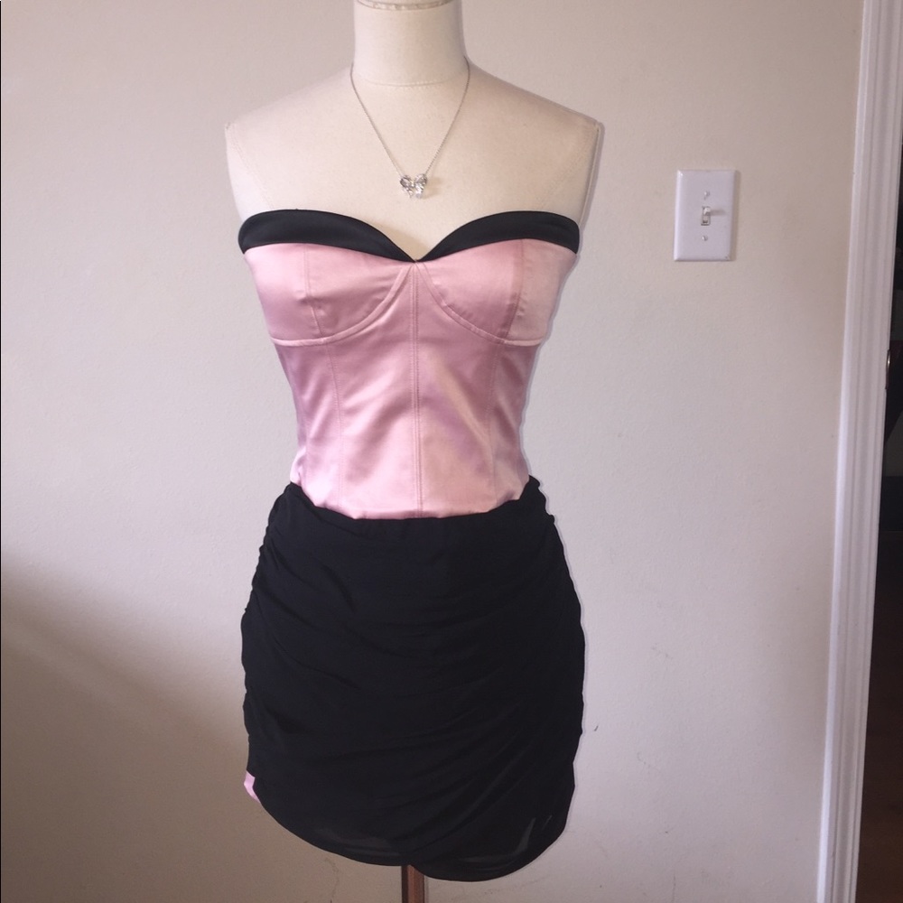 Pink and black Bebe mini dress