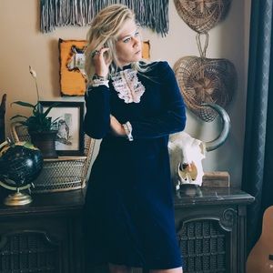 Vintage blue velvet dress