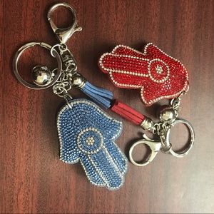Beautiful rhinestone Hamsa keychains