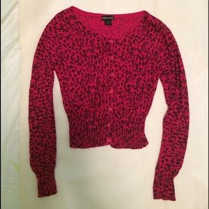 Pink Cheetah Print Button-Up Cardigan