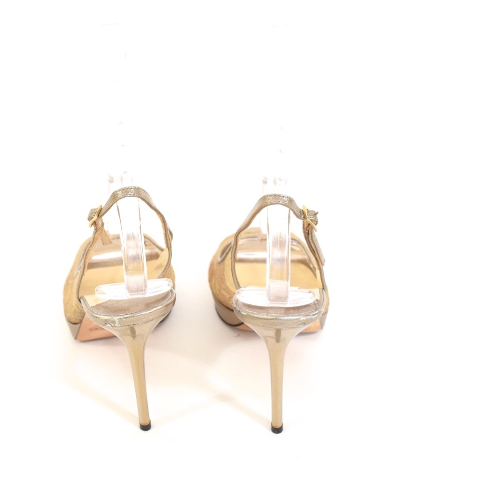 ❌SOLD❌Jimmy Choo Gold Lace Filigree Platform Pumps - Picture 4 of 8