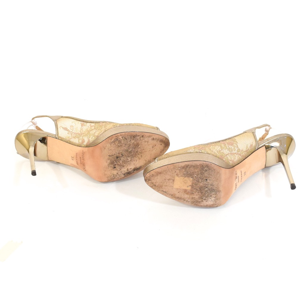 ❌SOLD❌Jimmy Choo Gold Lace Filigree Platform Pumps - Picture 5 of 8