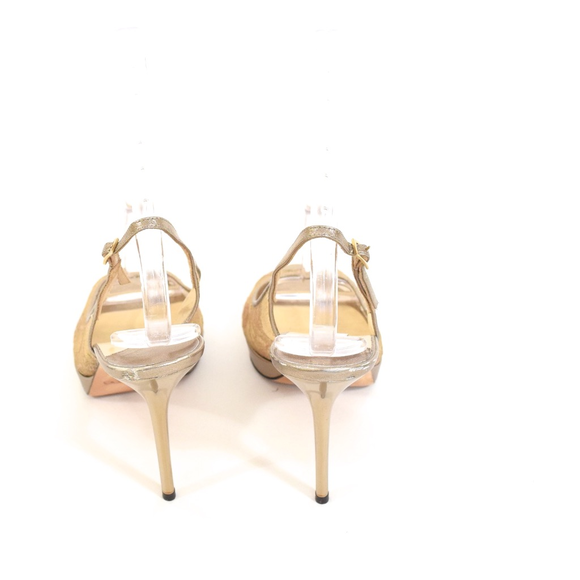 ❌SOLD❌Jimmy Choo Gold Lace Filigree Platform Pumps - Picture 4 of 8