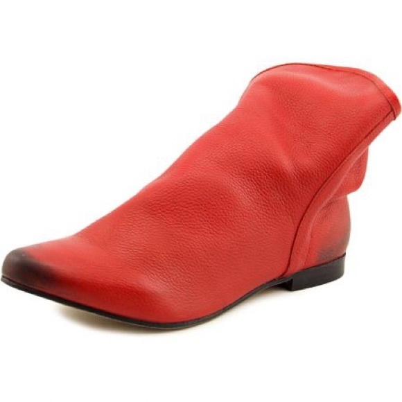 NIB Red Distressed Leather Slouch Ankle Bootie - Picture 2 of 6
