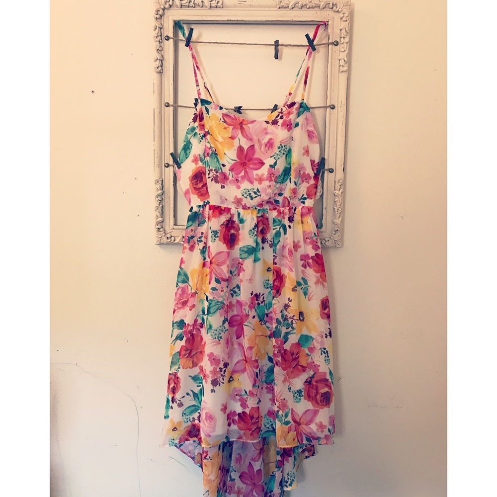 Floral print maxi high low dress